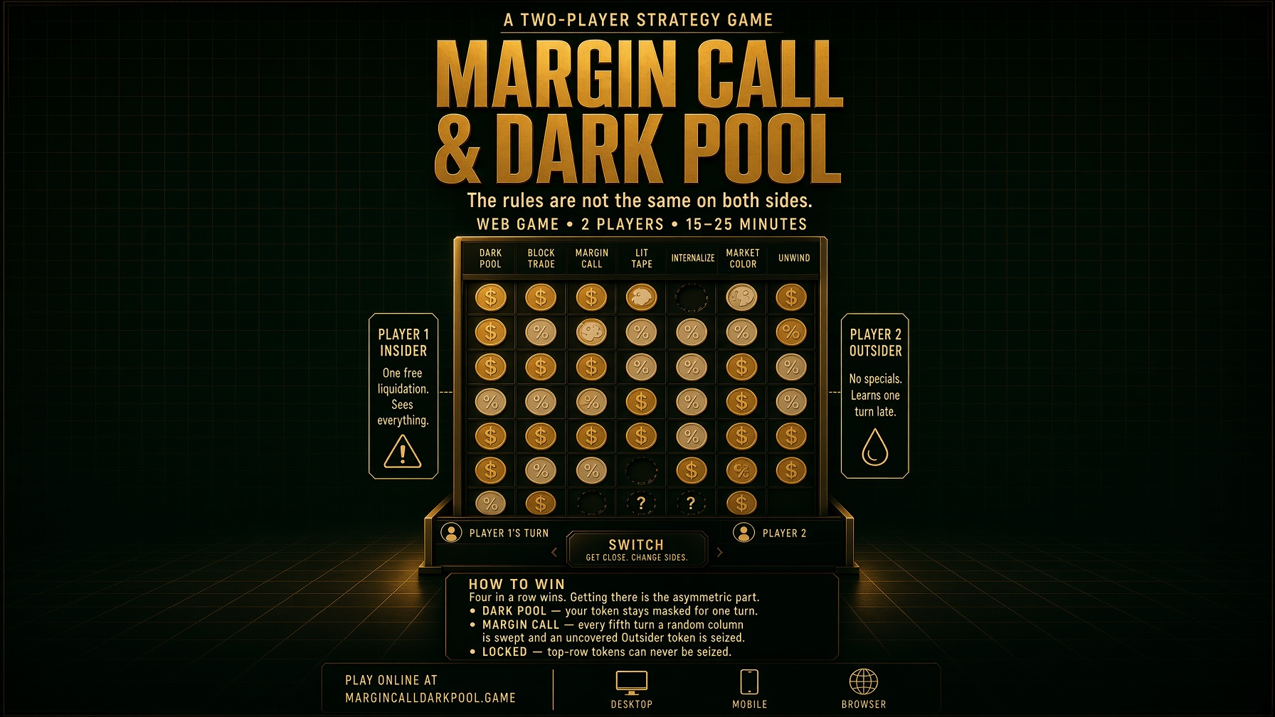 Advertisement: Margin Call & Dark Pool, a two-player strategy game